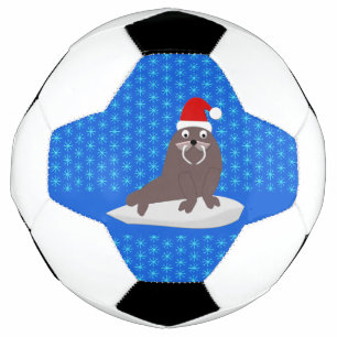 Cute Christmas Walrus and Snowflakes Football