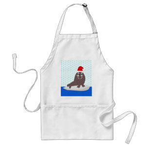 Cute Christmas Walrus and Snowflakes Standard Apron