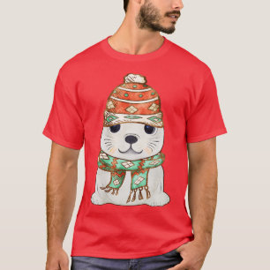 Cute Christmas Watercolor Seal T-Shirt