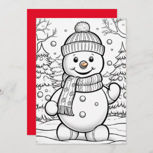 Cute Christmas watercolor snowman add message kids Holiday Card