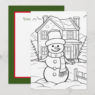 Cute Christmas watercolor snowman add message kids Holiday Card