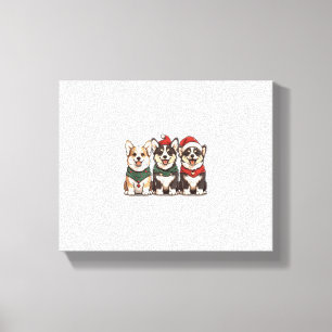 Cute Christmas Welsh Corgi Dogs Santa Puppy Holida Canvas Print