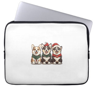 Cute Christmas Welsh Corgi Dogs Santa Puppy Holida Laptop Sleeve