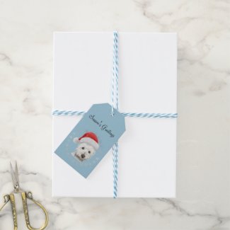 Cute Christmas Westie Dog Art Gift Tag