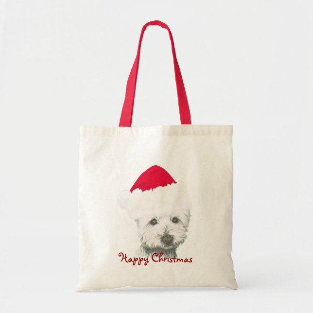 Cute Christmas Westie Dog Tote Bag (Front)