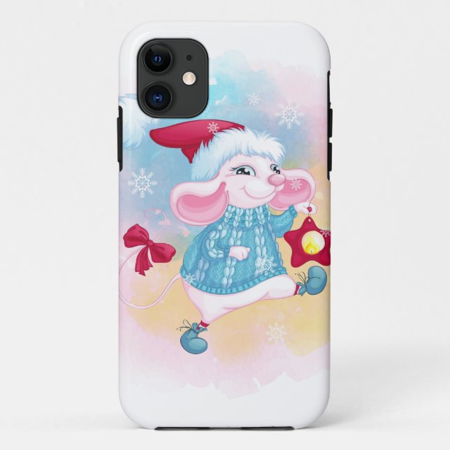 Cute Christmas White Mouse Case-Mate iPhone Case (Back)