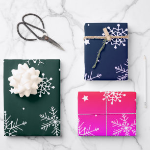 Cute Christmas white snowflakes Wrapping Paper Sheet