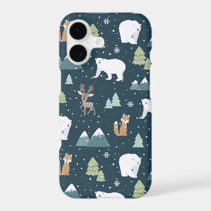 Cute Christmas Winter Animals Rustic Pattern