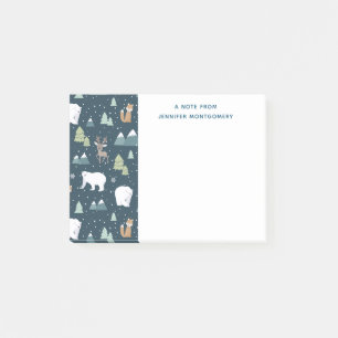 Cute Christmas Winter Animals Rustic Pattern Post-it Notes