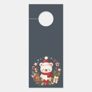 Cute Christmas/Winter bear in wreath Door Hanger