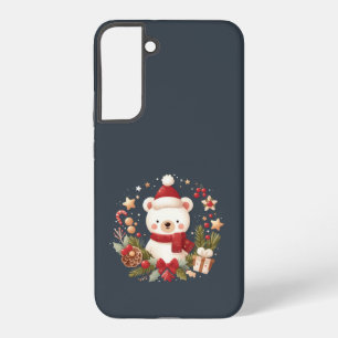 Cute Christmas/Winter bear in wreath Samsung Galaxy Case