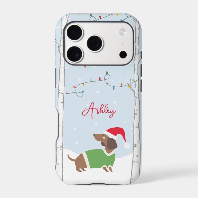 Cute Christmas Winter Holiday Dachshund (Back)