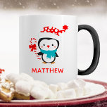 Cute Christmas Winter Penguin Mug<br><div class="desc">A cute,  simple personalised penguin Christmas holiday mug. Penguin is wearing a red polka dot hat and a blue scarf and holding a candy cane. Personalise it for a gift or for yourself! Designed for you by Blackberry Boulevard.</div>