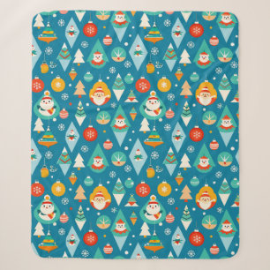 Cute Christmas Winter Seamless Pattern Festive Joy Sherpa Blanket