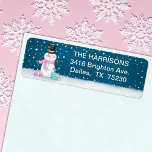 Cute Christmas Winter Snowman Address<br><div class="desc">Send your Christmas greetings with this loveable Christmas holiday address label. It features a snowman on a snowy night in pinks and blues. Personalise it to send mail to your family and friends.</div>