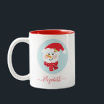 Cute Christmas Winter Snowman Face Two-Tone Coffee Two-Tone Coffee Mug<br><div class="desc">A cute snowman face with a red hat and red polkadot scarf decorates this mug. Makes a cute Christmas gift for a girl. Designed for you by Blackberry Boulevard.</div>
