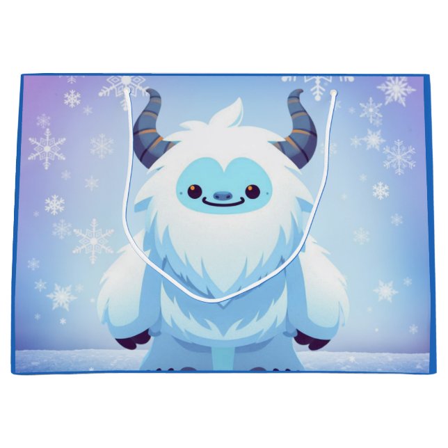Cute Christmas/winter yeti Large Gift Bag (Front)