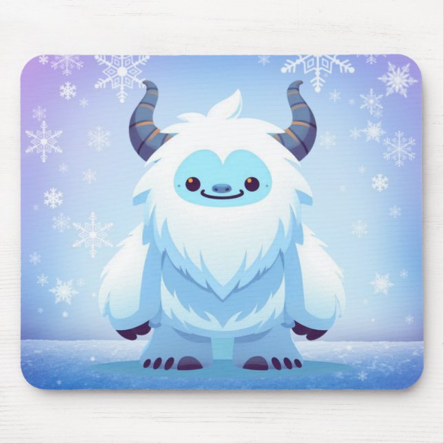 Cute Christmas/winter yeti Mouse Mat (Front)
