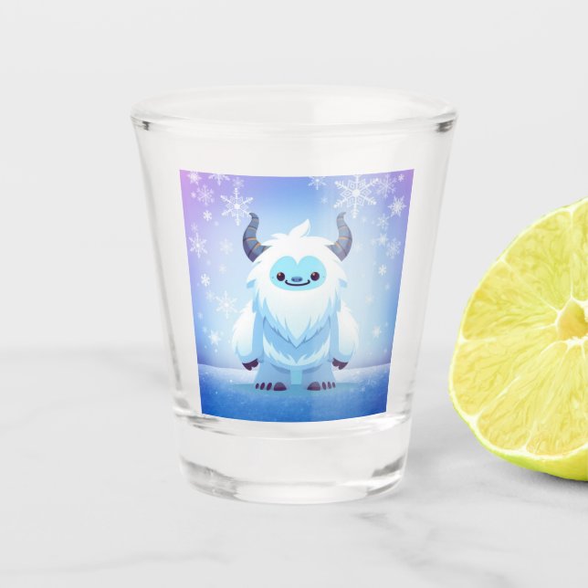 Cute Christmas/winter yeti Shot Glass (Front)