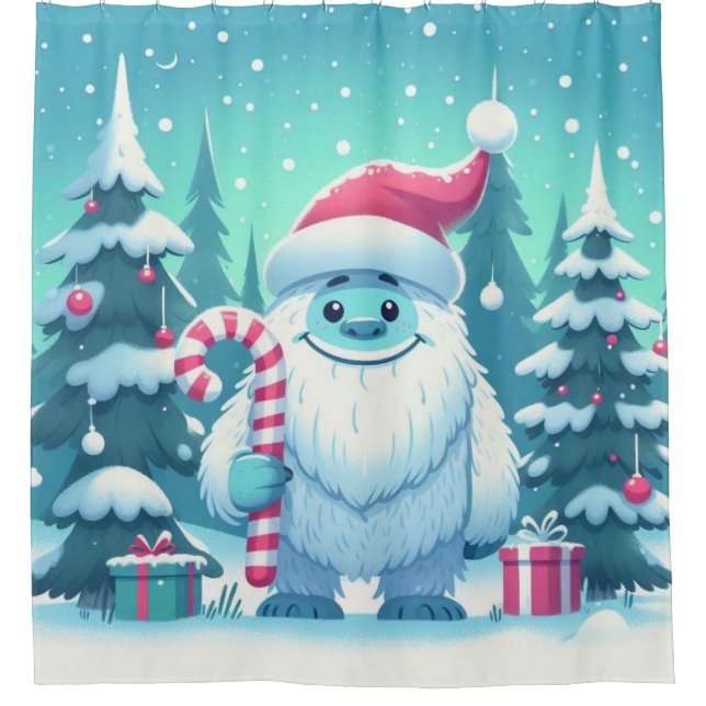 Cute Christmas/winter yeti Shower Curtain (Front)