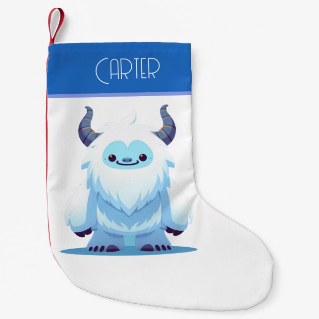 Cute Christmas/winter yeti Small Christmas Stocking (Front)