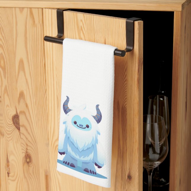 Cute Christmas/winter yeti Tea Towel (Thirds Fold)