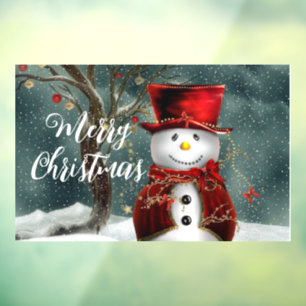 Cute Christmas Wintery Snowman Window Cling