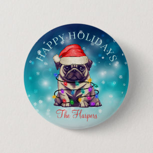 Cute Christmas Wish Happy Holidays Dog Pet Custom 6 Cm Round Badge