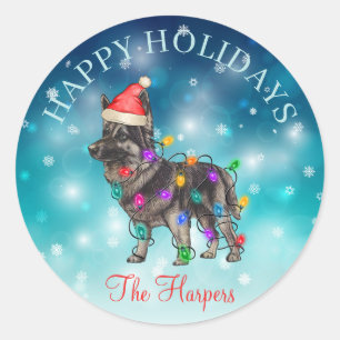 Cute Christmas Wish Happy Holidays Dog Pet Custom Classic Round Sticker