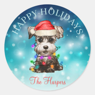 Cute Christmas Wish Happy Holidays Dog Pet Custom Classic Round Sticker