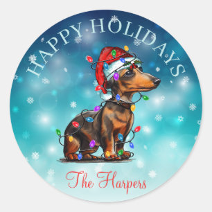Cute Christmas Wish Happy Holidays Dog Pet Custom Classic Round Sticker