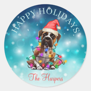 Cute Christmas Wish Happy Holidays Dog Pet Custom Classic Round Sticker