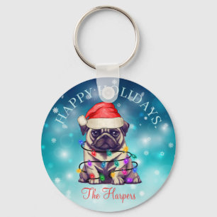 Cute Christmas Wish Happy Holidays Dog Pet Custom Key Ring