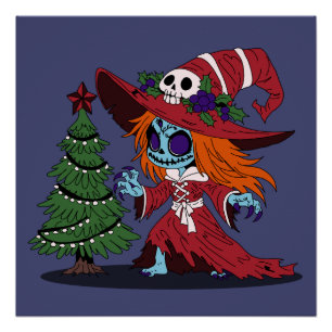 Cute Christmas Witch Poster