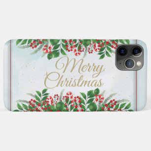 Cute Christmas with Red berries wreath floral iPhone 11 Pro Max Case