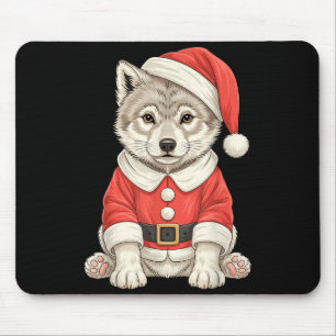 Cute Christmas Wolf Santa Mouse Mat