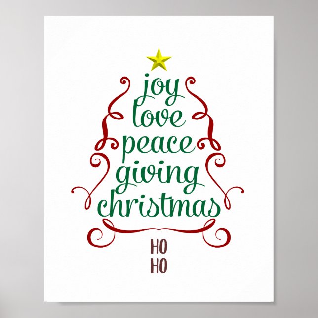 Cute Christmas Words Red Green Typography Poster (Front)