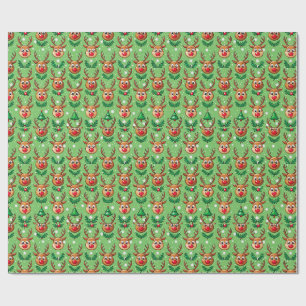 Cute Christmas Wrapping Paper–Deer, Trees & Holly Paper