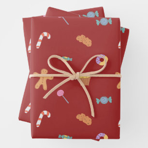 Cute Christmas wrapping paper ginger biscuits 
