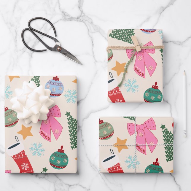 Cute Christmas Wrapping Paper Sheet (Front)