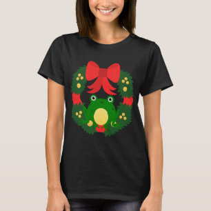 Cute Christmas Wreath Frog T-Shirt