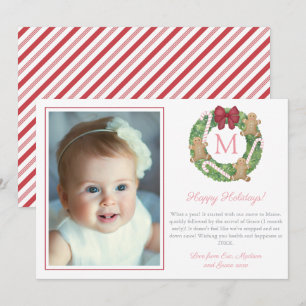 Cute Christmas Wreath Gingerbread Peppermint Photo Holiday Card