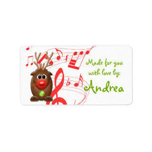 Cute Christmas Xmas Reindeer Gift Tag Sticker