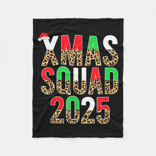Cute Christmas Xmas Squad 2025 Leopard Print Famil Fleece Blanket (Front)