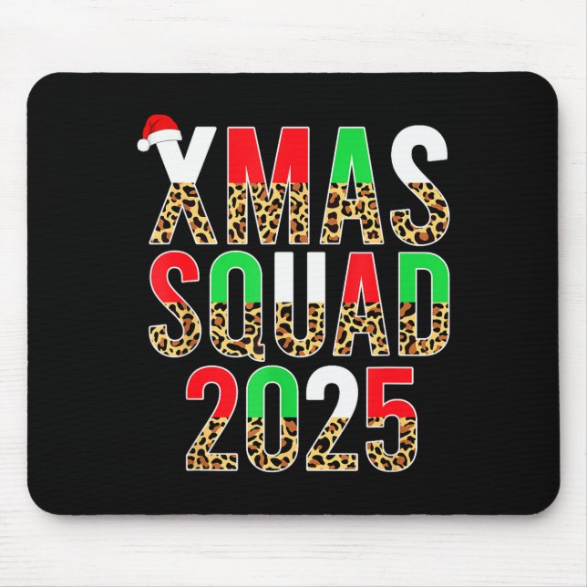 Cute Christmas Xmas Squad 2025 Leopard Print Famil Mouse Mat (Front)