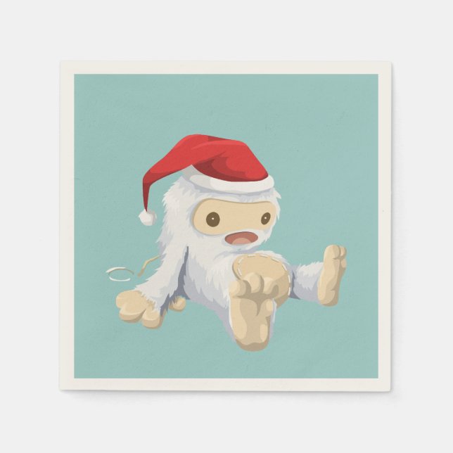 Cute Christmas Yeti Toy Doll Napkin (Front)