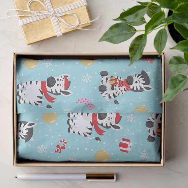 Cute Christmas Zebra Chic Modern Tissue Paper (Gift)