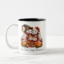 Cute Christmasween Snowy Owl Family Winter Holiday