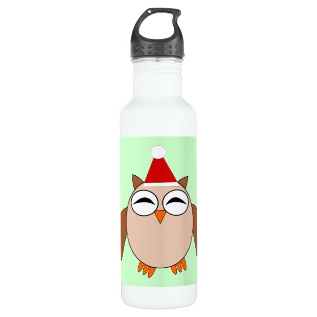 Cute Chritsmas Owl 710 Ml Water Bottle (Front)