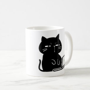 Cute Chubby Black Cat Coffee Mug